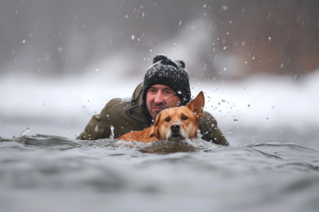 Brave Dog Rescues Man Who Fell Into Frozen Michigan Lake
